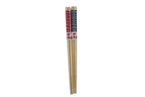 Lot de 2 paires de baguettes en bois clair motifs traditionnels