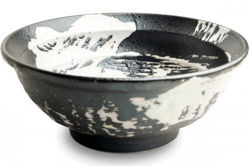 Bol &agrave; ramen noir 22 cm avec motifs blancs distinctifs