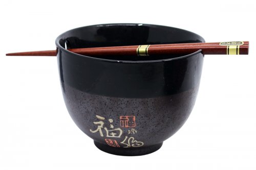 Bol motif FU 13cm avec repose baguettes pour bonheur et fortune