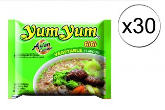 Lot de 30 paquets de soupes de nouilles Yum Yum instantanées saveur légumes - 60g