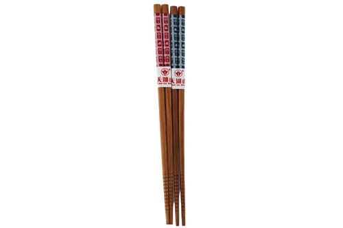 Lot de 2 paires de baguettes en bois motifs g&eacute;om&eacute;triques