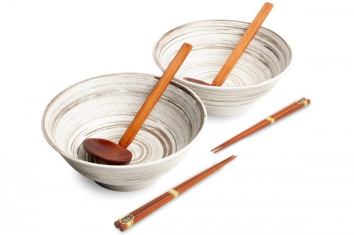 Ensemble d&eacute;gustation ramen pour deux personnes Uzu blanc - 6 pi&egrave;ces