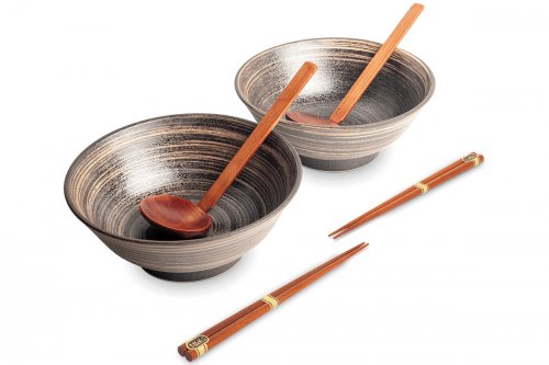 Ensemble d&eacute;gustation ramen pour deux personnes Uzu brun - 6 pi&egrave;ces